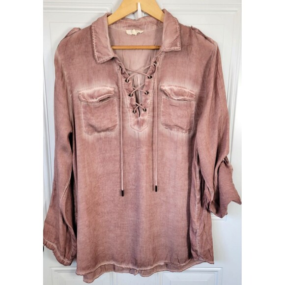 Easel Tops - Easel Womens Long Sleeve Lace Top Size L